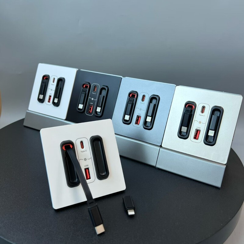 8620W Mobile Phone Fast Charging Usb+C Wall Socket Household Plug Commercial 75cm Retractable Cable Apple Android