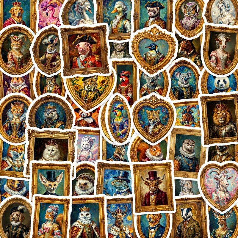 50 European-Style Animal-Themed Journal Stickers, Classical Aristocratic Style, Creative and Personalized Journal Decoration Material Stickers 50 European-Style Animal-Themed Journal Stickers, Classical Aristocratic Style, Creative and Personalized Journal Decoration Material Stickers