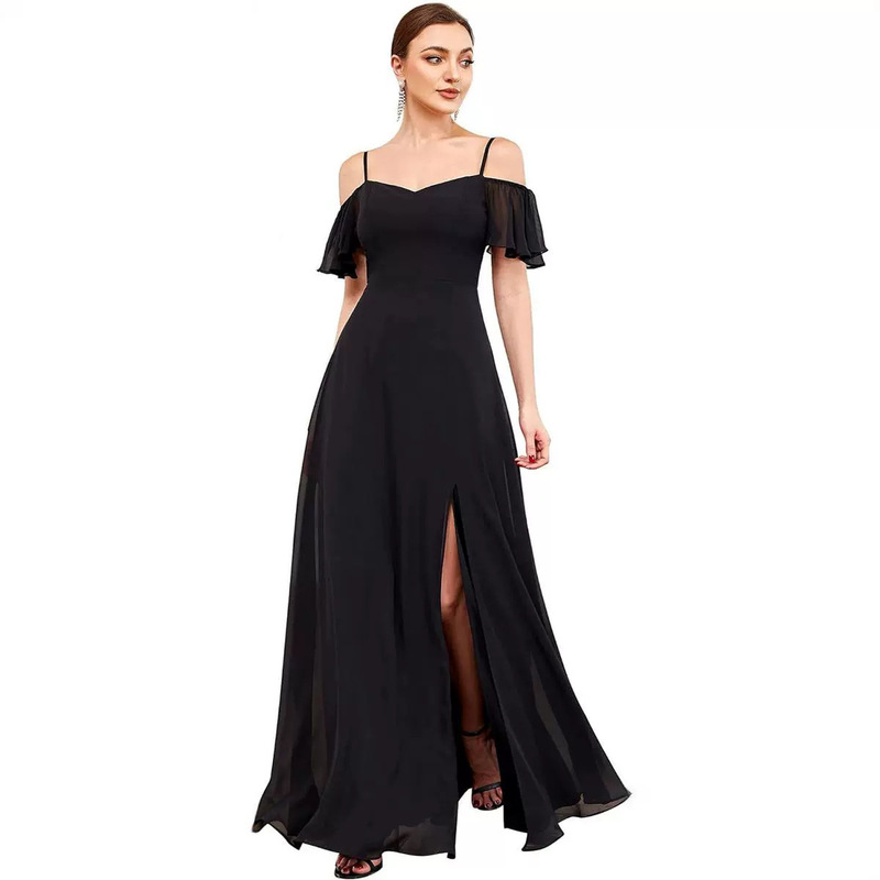 Amazon 2026 New Bridesmaid Dress Cross-Border Trade Spaghetti Strap Fashionable Elegant Sexy Slit Evening Dress Amazon 2026 New Bridesmaid Dress Cross-Border Trade Spaghetti Strap Fashionable Elegant Sexy Slit Evening Dress