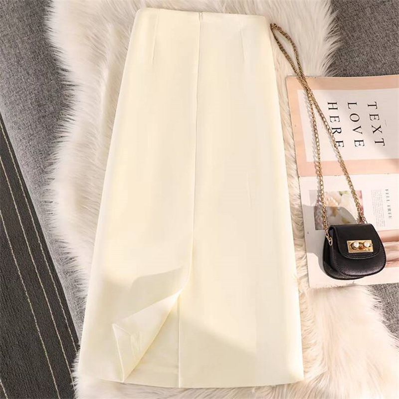 黑色百搭西装半身裙后开叉高腰直筒裙大码胖mm简约通勤上班一步裙