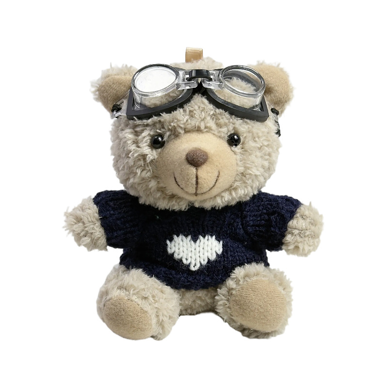 Suéter Teddy Bear Keychain bolsas colgantes muñecas de peluche creativas lindas gafas piloto Teddy Bear