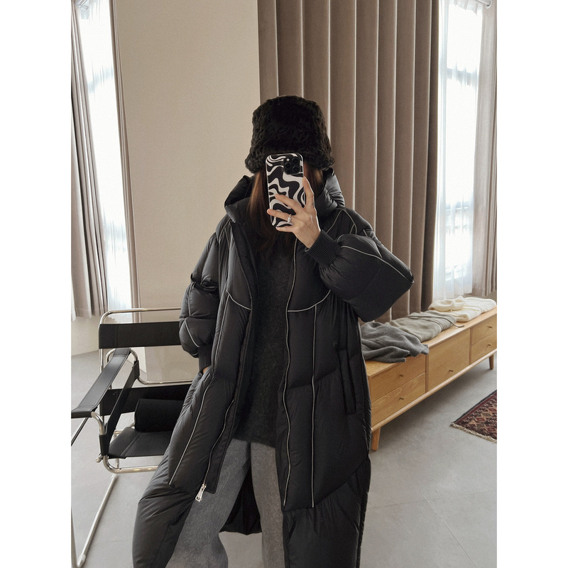 [Clearance Sale] No Returns or Exchanges 90% White Duck down Thickened Hooded Casual Women's Mid-Length down Jacket