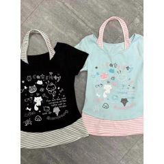 かわいいデザインニッチストライプホルターネックかわいい猫半袖Tシャツレディース夏ホームスタイルスリムフィットショートトップ