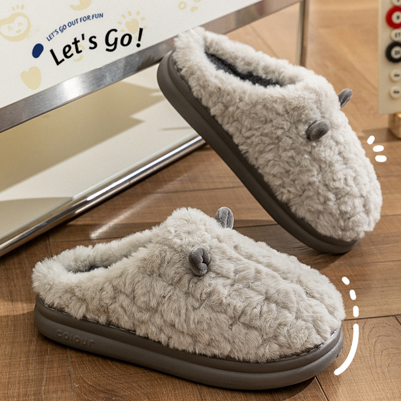 Zapatillas de algodón para hombres otoño y invierno 2026 nuevo interior antideslizante con una base gruesa transpirable de peluche calentamiento de pareja zapatos de algodón image 4