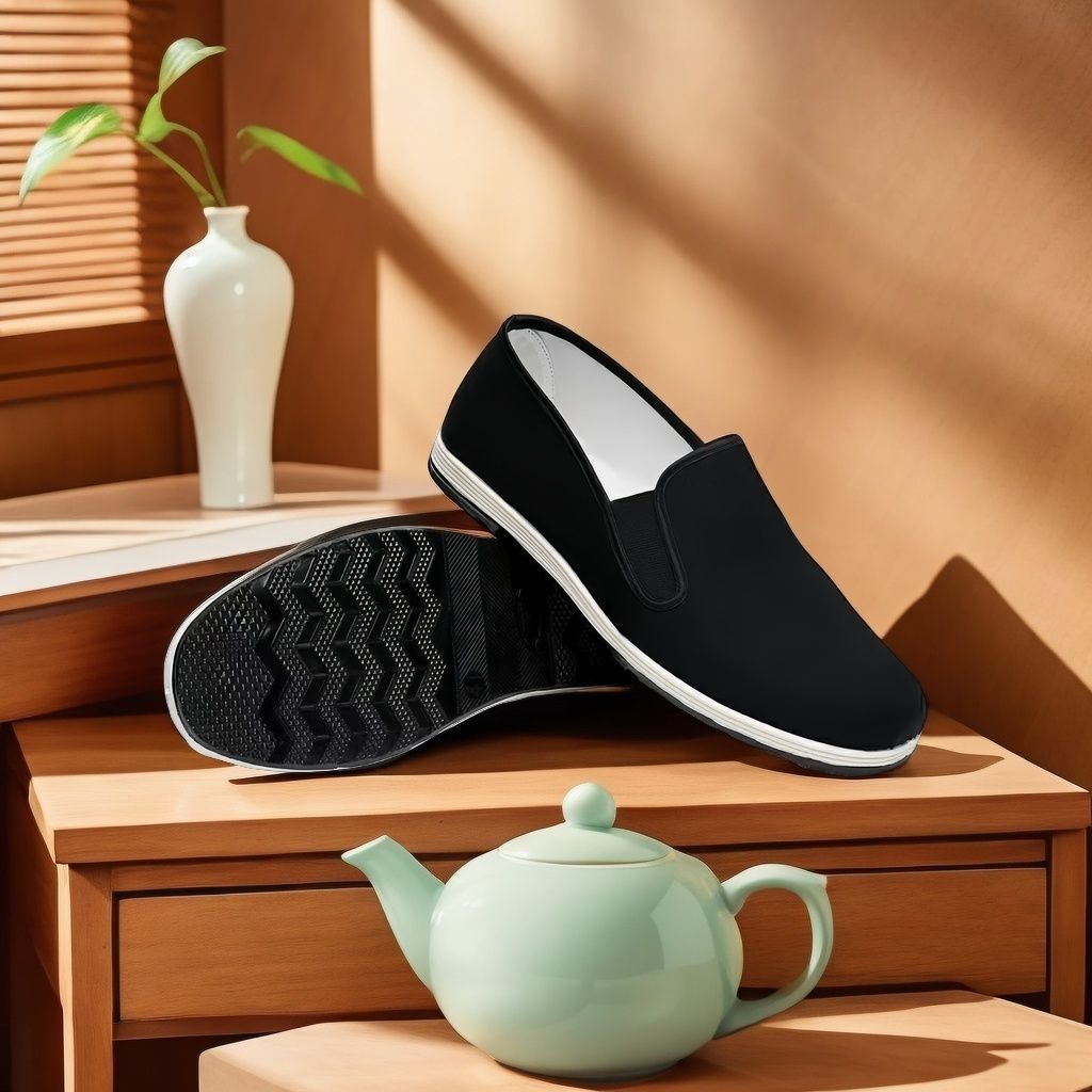 고무 방수 검정색 밑창 천 신발(1켤레/한켤레)