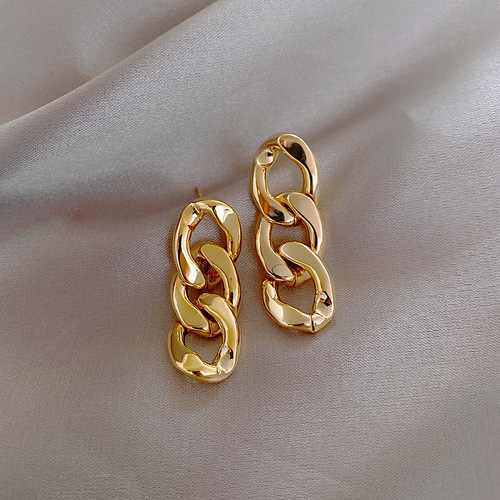 S925 silver needle European and American style chain metal ins cold style new temperament female Internet celebrity earrings B375