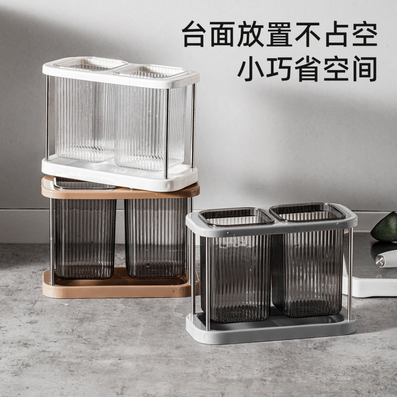 多派筷子收纳盒家用壁挂式筷子置物架台面筷笼厨房沥水筷篓筷子筒|undefined