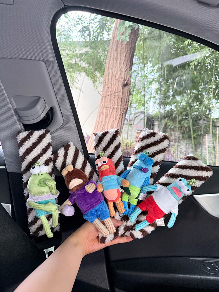 Spongebob Squarepants Bikini Bottom Residents Car Seat Shoulder Protector Plush Doll Seatbelt Decoration Anti-Strangle Imitation Shoulder Pad