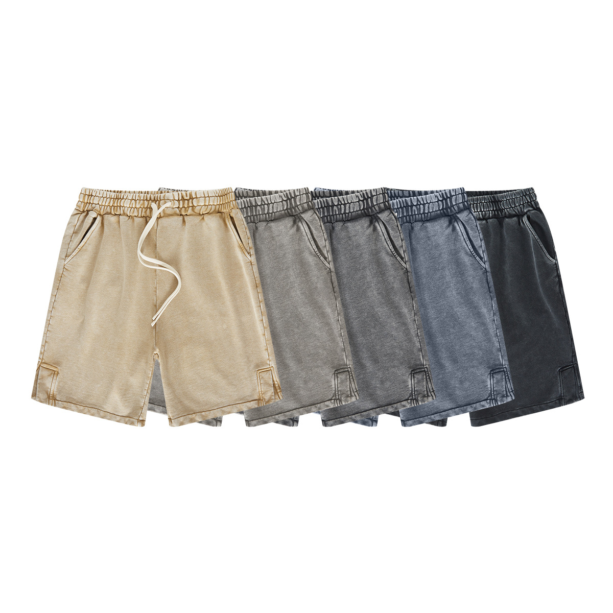 Calle secada| 2024 primavera y verano retro lavado con horquilla abierta estilo americano 350G marca de moda pesada para hombres pantalones cortos image 5