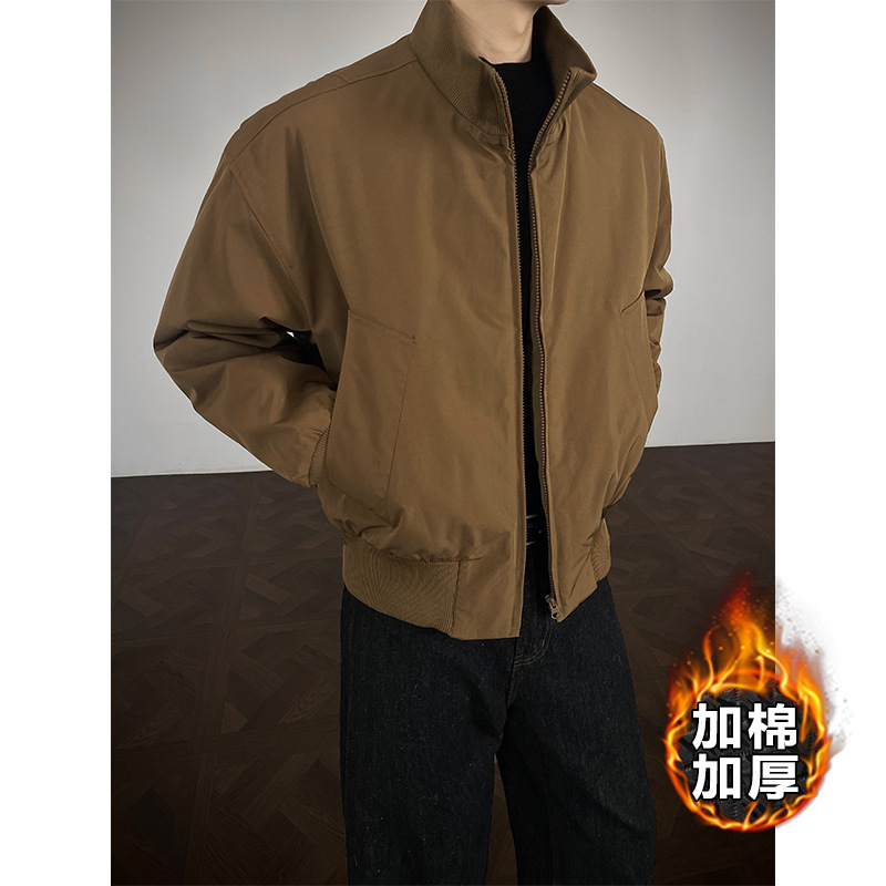 Cross-Border Exclusive Supply of Waterproof and Windproof American-Style Motorcycle Jackets for Men, Stand-Up Collar Jackets, Cotton-Padded Jackets for Autumn and Winter Men