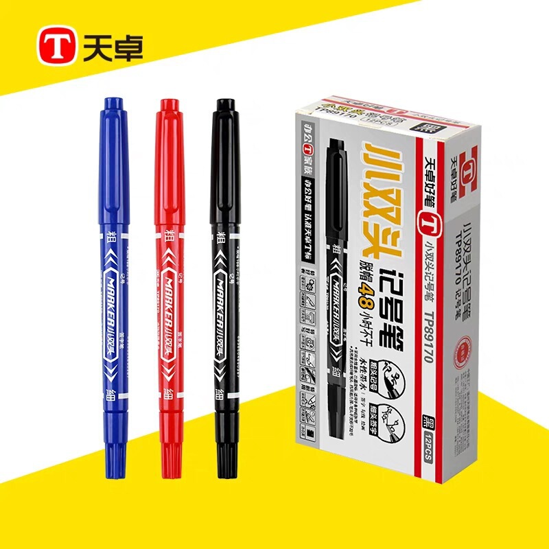 Tianzhuo Double-headed Marker Black Office Marker Stroke Water-based Multi-purpose Anti-dry Marker 89170