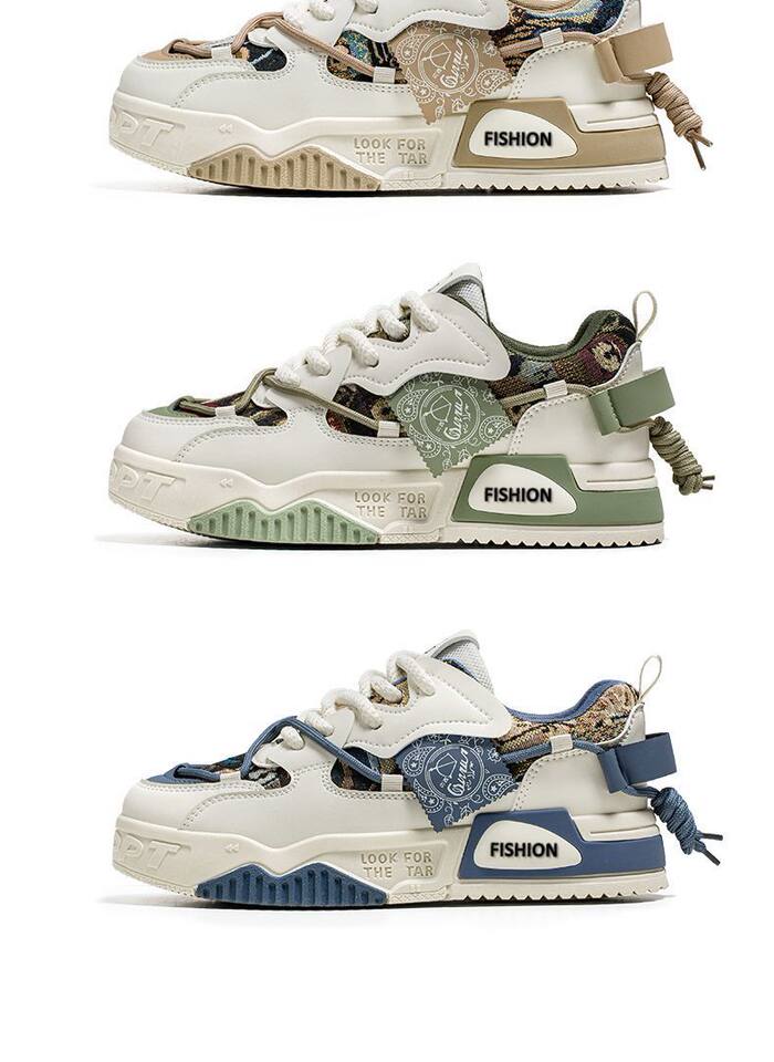 Giày sneaker nam cổ thấp đế dày tăng chiều cao, thiết kế phối màu cá tính, dây buộc phía trước — Kashi ST178, ST178 Milan, ST178 m xanh lục chi tiết 3