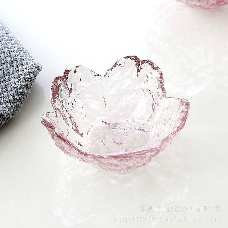 桜の皿のガラスの味皿のピンクの花びらの皿の調味料の皿の小さい皿のミニの小さい碗の調味料の皿の卸売り|undefined