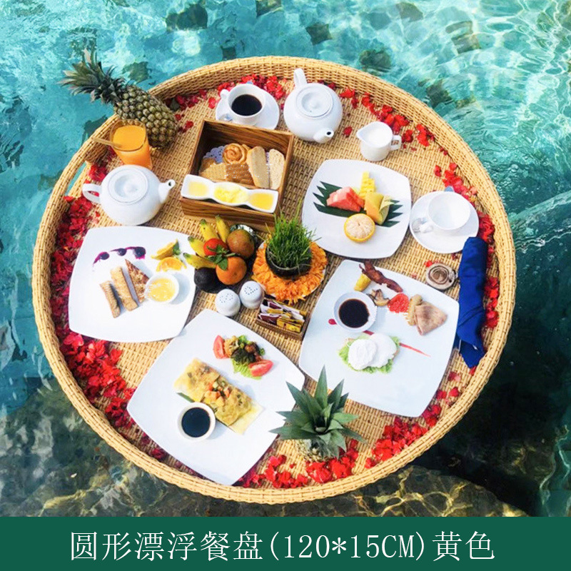 Té de la tarde de celebridades de Internet, cesta de ratán, bandeja de desayuno flotante de agua de Bali, bandeja flotante de la piscina de la villa del hotel