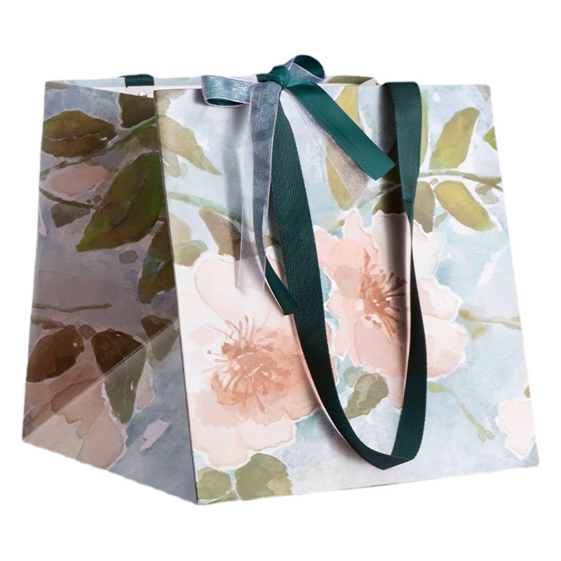 Más tamaño cuadrado bolsa de regalo de vacaciones flor bolso de regalo de cumpleaños bolsa de pastel de hornear bolsa de regalo