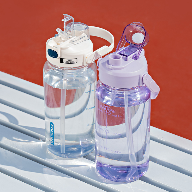 Mingtong 2387 taza de plástico de gran capacidad 2000ml correa elegante taza de plástico portátil coreana Internet Celebrity Plastic Cup