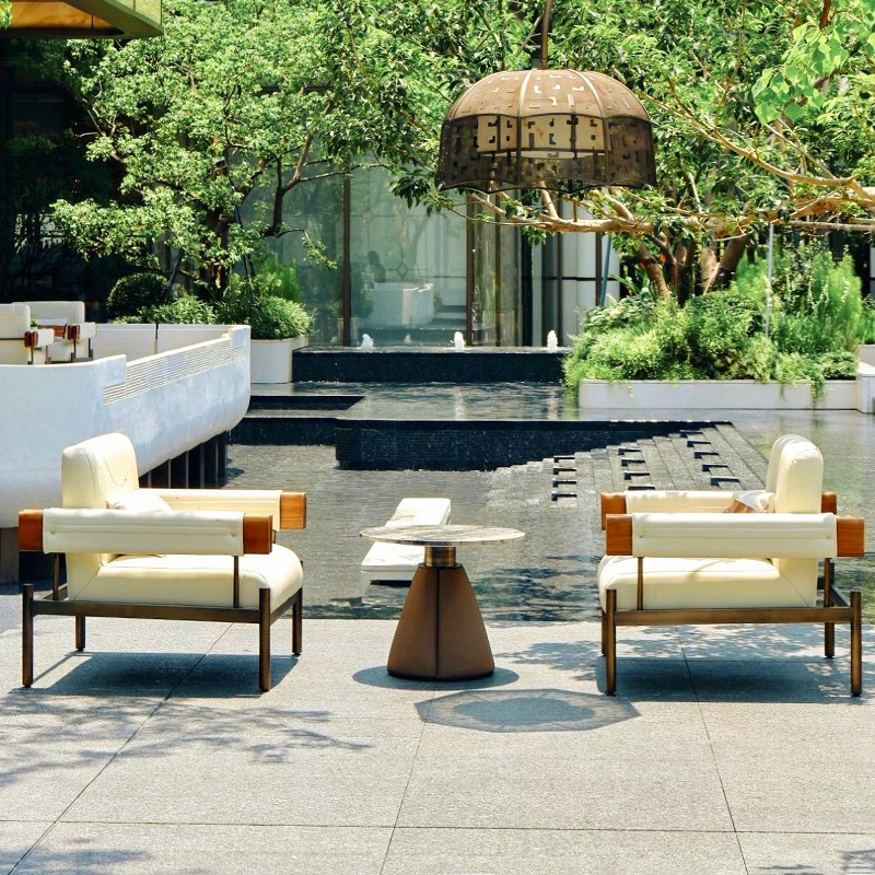 Ventas del hotel para negociar sofá combinado patio villa jardín balcón impermeable solar al aire libre sofá de aleación de aluminio image 2