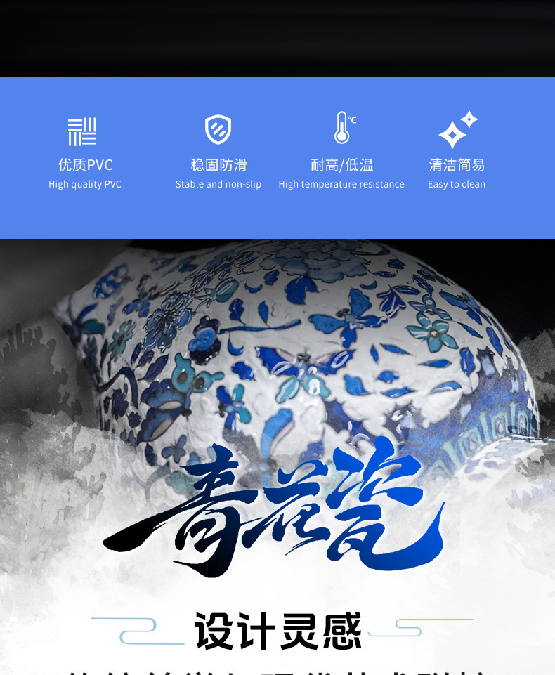 Bevis blue and white porcelain dashboard car phone anti-slip mat, Chinese style fresh storage mat, phone holder in stock
