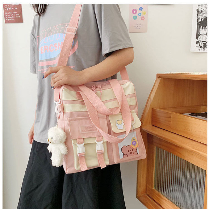 Fresh and Simple Women's Backpack for Students, Large Capacity Class Bag, Portable Tutoring Bag, Single Shoulder Handbag, Crossbody Versatile