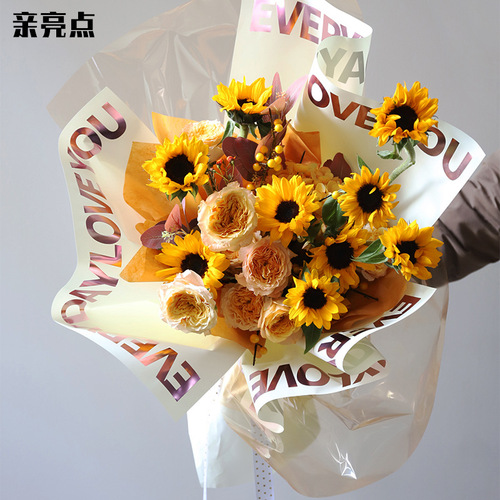 Pro highlights hot stamping aristocratic large English bouquet wrapping paper flower bag flower paper handmade diy material flower shop flower art
