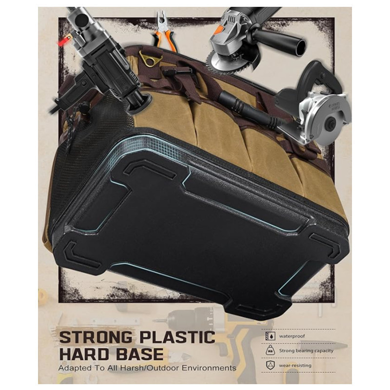Transfronterizo portátil retrógrado de cera lienzo kit de herramientas bolsa de almacenamiento impermeable fondo duro para mecánico plomería