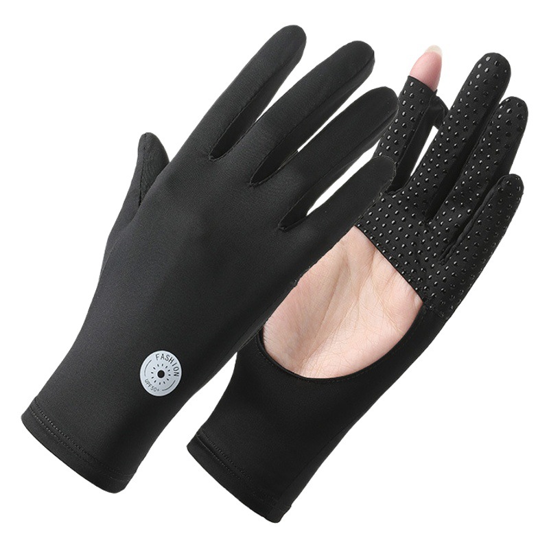 Sunscreen Gloves Women's Summer UV-resistant Hollow Palm Breathable Non-slip Riding Driving Finger Touch Screen Ice Gloves