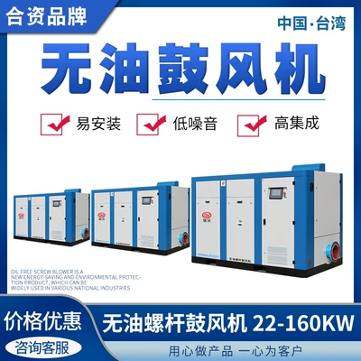 Oil-free permanent magnet variable frequency screw blower 37/75/132kw industrial grade sewage treatment Screw Air Compressor