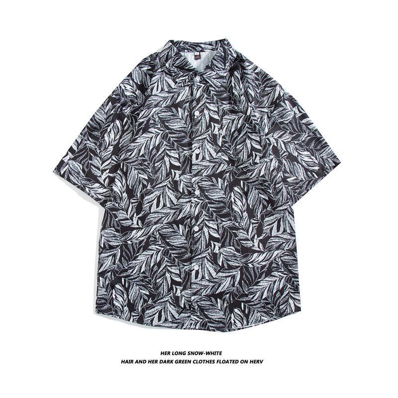 Hong Kong estilo Retro Vintage floral camisa de manga corta Estilo Hawaiano tailandés diseño sentido Ruan guapo camisa suelta para hombres y mujeres