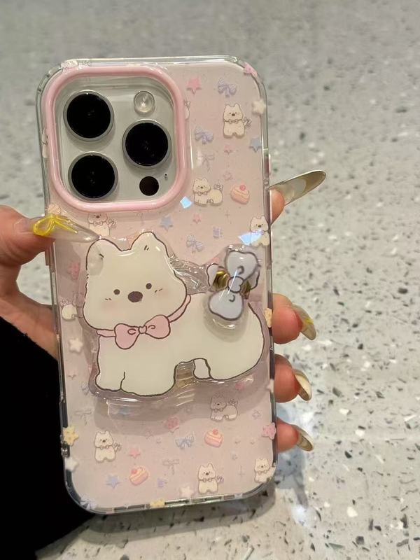 ファンデーションの紋様の蝶結びの子犬はiphone16 proの携帯電話の携帯電話の新型の14リンゴ15/13/12女性8を適用します。|undefined