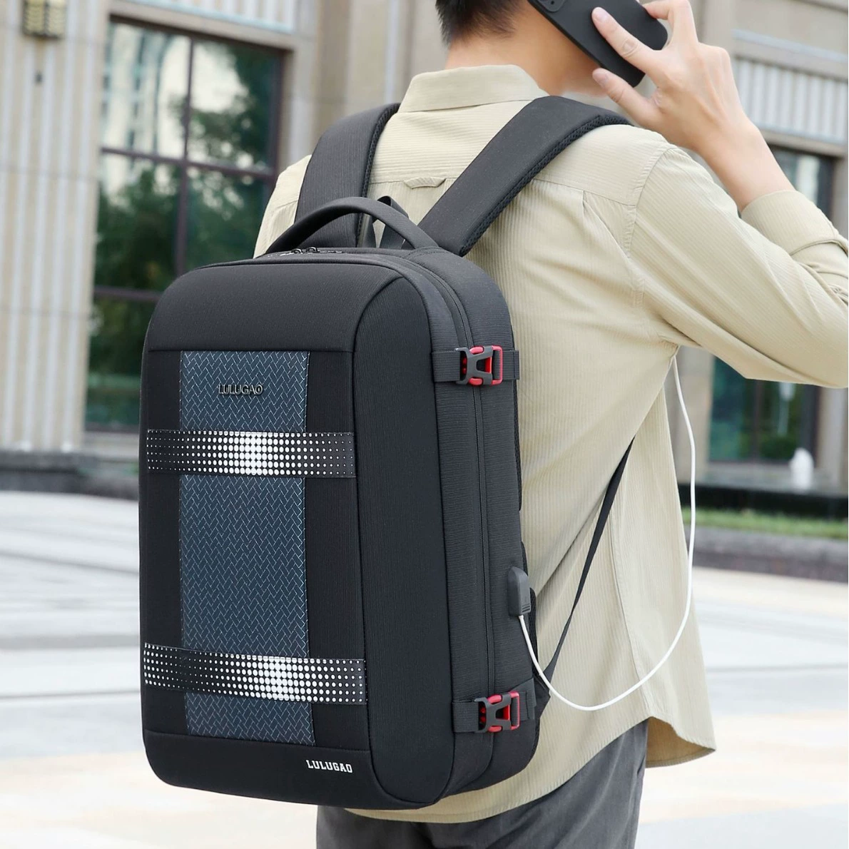 Waterproof capacious backpack charging lightweight, laptop, high-quality style