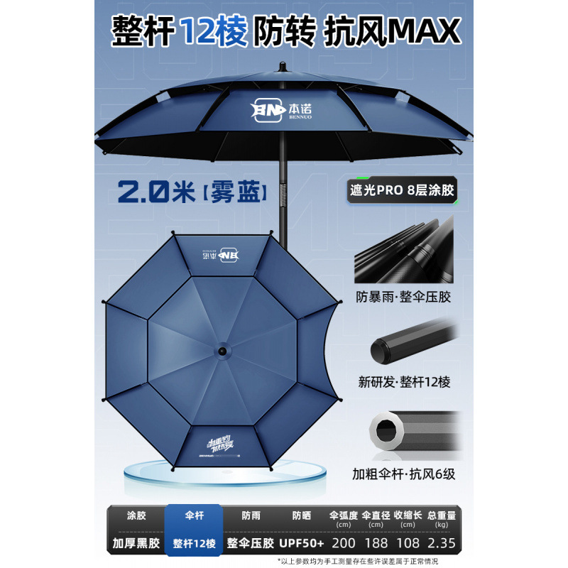 Paraguas de pesca 2025 nuevo paraguas de pesca al aire libre paraguas de muletas de lluvia contra el sol