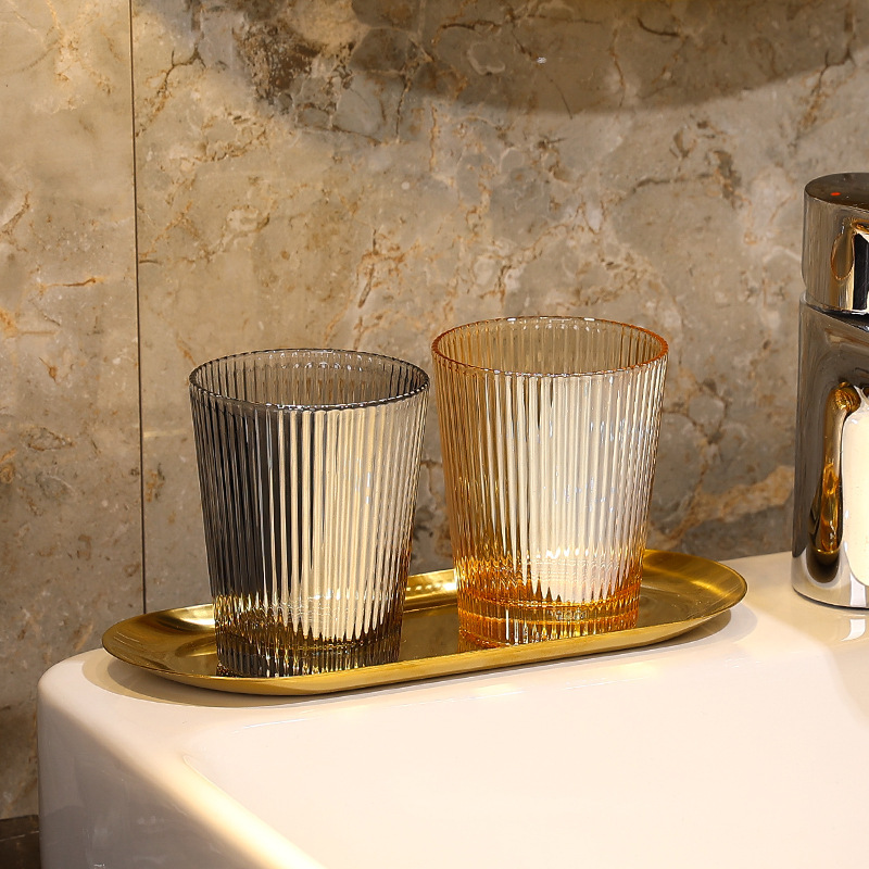 European style ins striped glass gargle Cup Hotel Hotel gargle Cup couple's tooth jar Cup Cup brush cup set