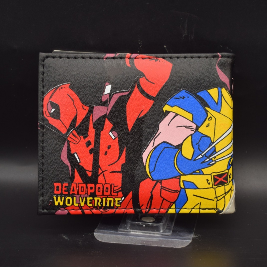 Superhéroes Deadpool Wolverine bolso de metal logo corto bolso de hombres y mujeres bolso de cambio de los Vengadores