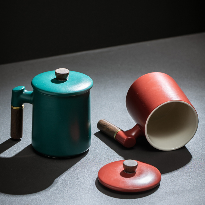 Taza de madera creativa con marcador de escritura de madera de sandalwood marcadores taza de cerámica taza de café taza de agua logotipo tallado