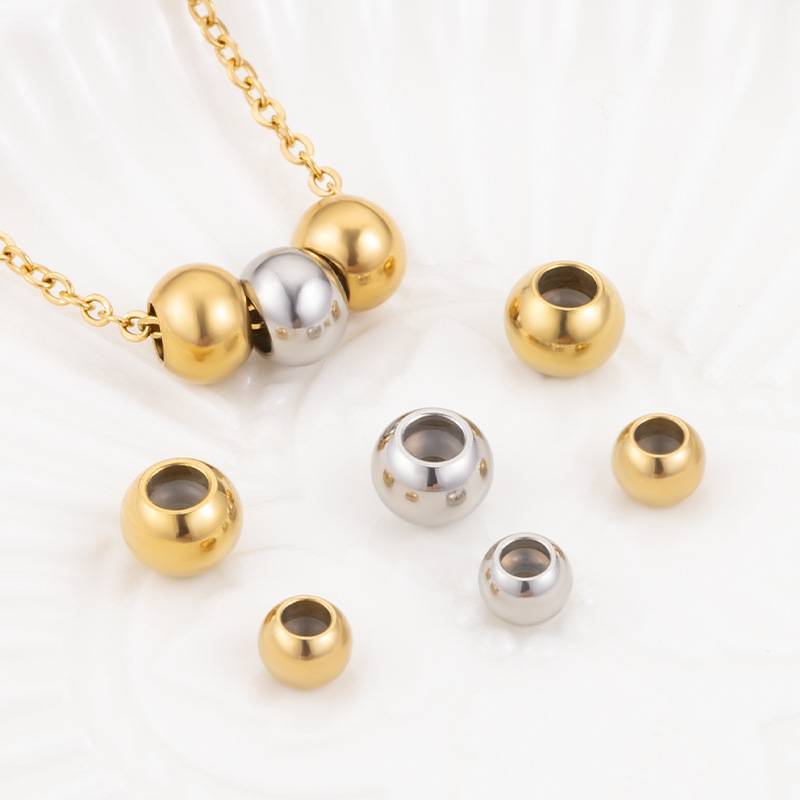 7g Weight 1 Piece 304 Stainless Steel Solid Color Jewelry Accessories Beads