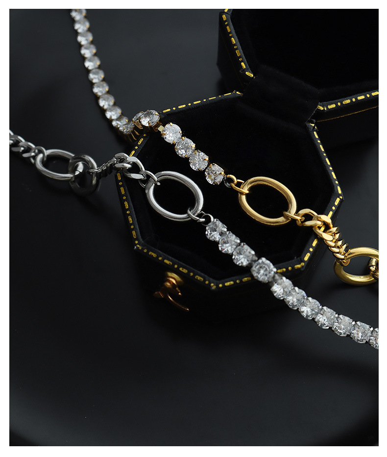 New zircon stitching titanium steel necklace wholesale