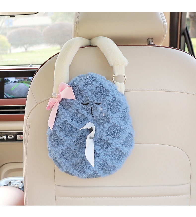 Car Seat Back Tissue Hanging Bag Car Interior Decoration Supplies Car Tissue Box Hanging Car Tissue Box Creative and Cute