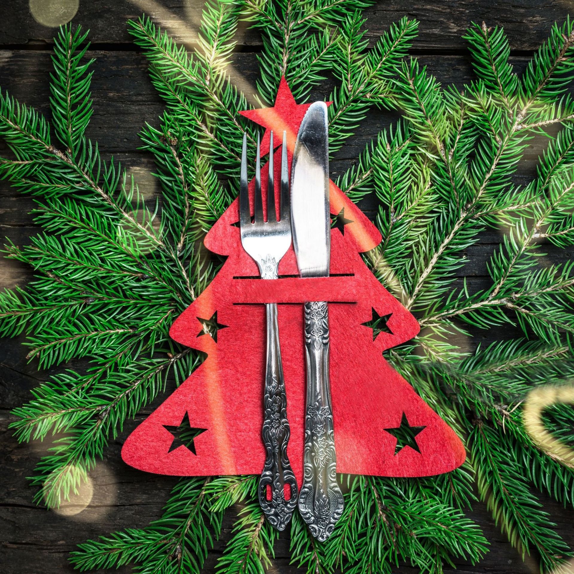 Árbol de Navidad felt cuchillo y tenedor almohadilla decoración de mesa de Navidad cuchillo y tenedor bolsas almohadilla decoración de mesa de fiesta