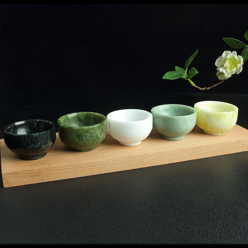 Natural Jade Small Tea Bowl Lantian Jade Nanyu Yaowang Stone Kung Fu Tea Cup Ten Yuan Model Jade Exhibition Stall