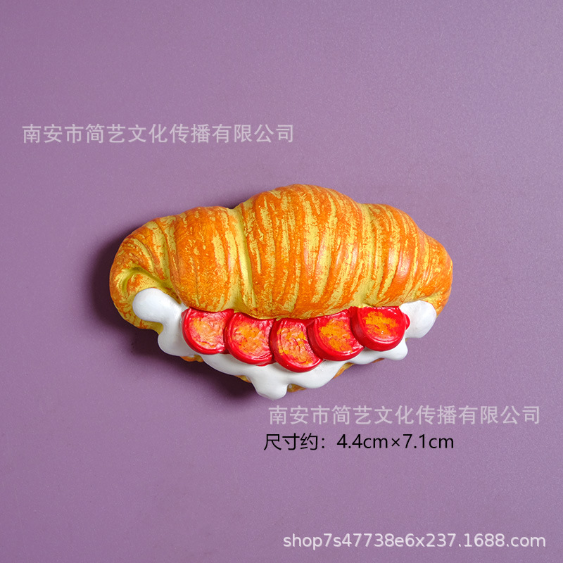 Realistic commemorative fridge magnet, 3D, bread, toast
