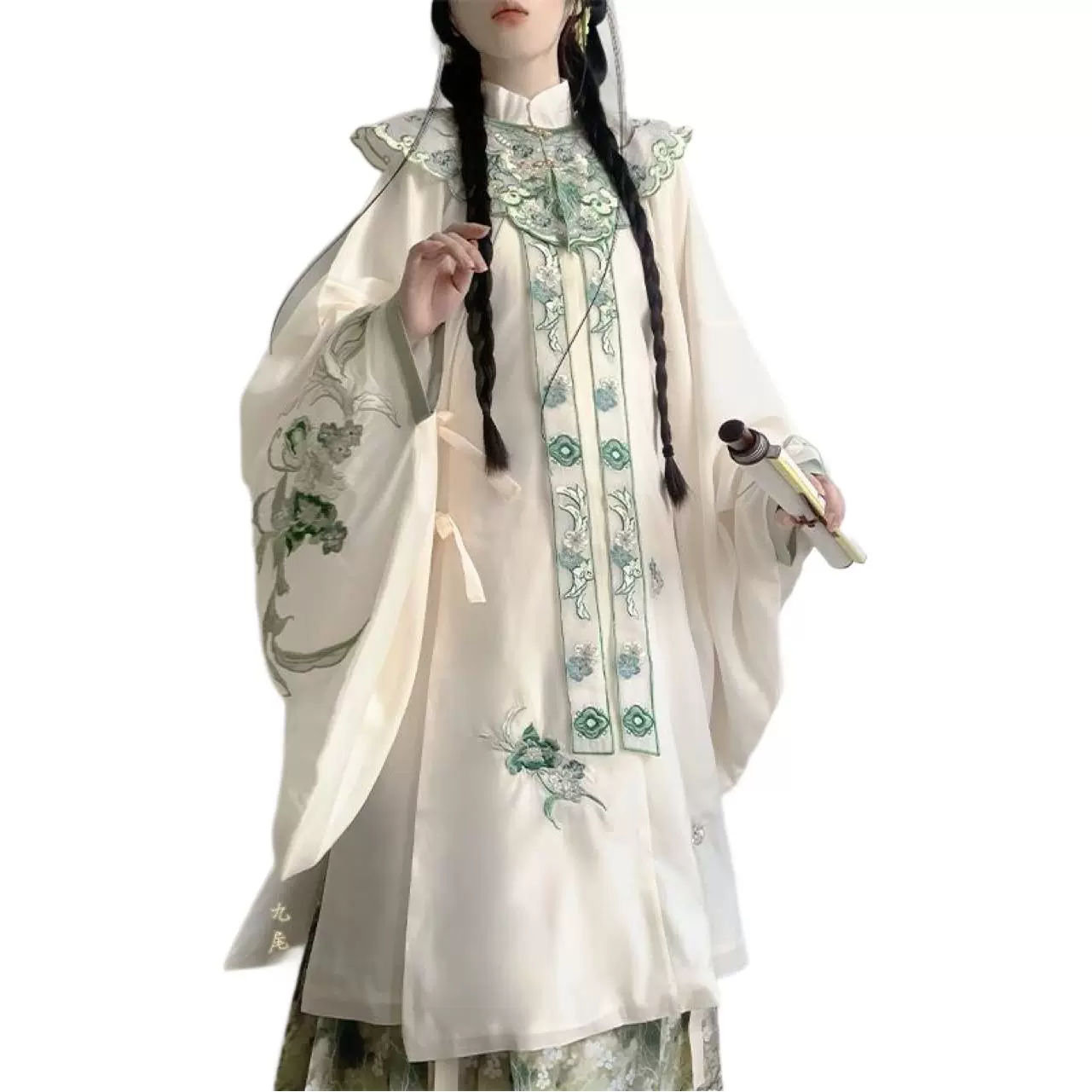 Новый взрослый Мингхаи заколка цветочная вышивка облако плеч Hanfu наклонHanfu стоячий воротник длинное платье лошадиного лица юбка древний костюм супер фея свежий набор