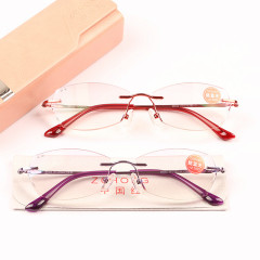 ブルーレイ防止新型フレームレス老眼鏡女性震え音潮金中高齢者老視鏡ハイビジョン女性老光眼鏡