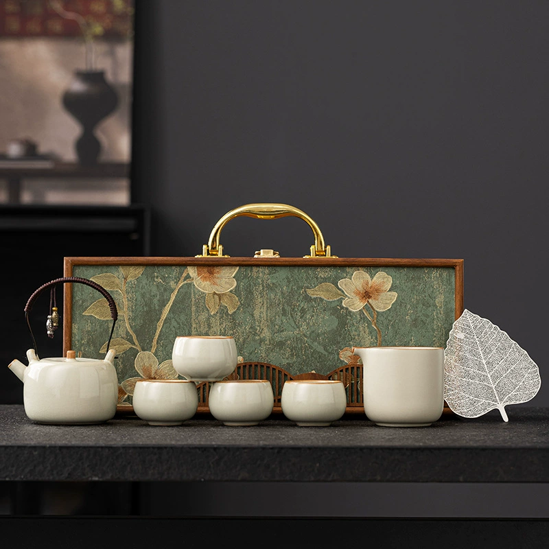 Tea set, gift box, retro teapot, ceramic tea cup, Chinese style