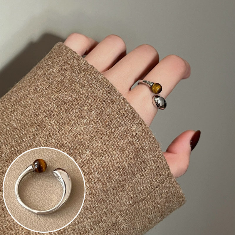 Anillo cuadrado chapado en plata S925 para mujer, anillo abierto en forma de V geométrico de moda vintage, anillo irregular para el dedo índice estilo ins.