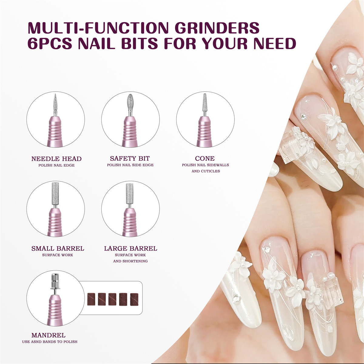 Lijadora de uñas de almacenamiento eléctrico especial transfronteriza 45000 rpm removedor de uñas eléctrico portátil con base