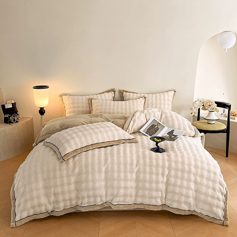 Неченый молочный бархат набор из четырех частей зимние хлопчатобумажные простыни 2.0 фланелевая крышка наволочка 4 комплекта пузырьков