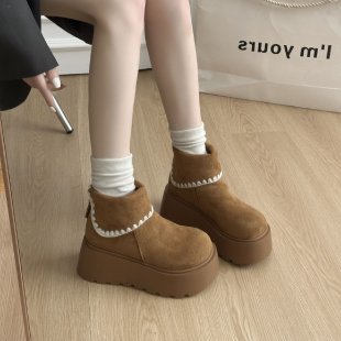 Botas de nieve de suela gruesa mujeres otoño y invierno 2025 nuevas botas blancas delgadas botas burkin medias y botas cortas