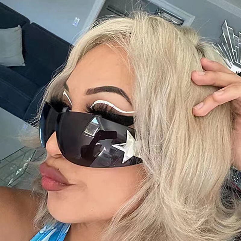 New One-piece Frameless Five-angle Star Sunglasses Millennial Spice Girls Street Photo y2k Glasses Women's European and American Personalized Sunglasses
