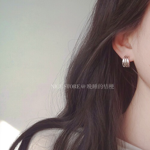 Platycodon for sleeping late | High-end multi-layered metal niche earrings for women, cold style French earrings