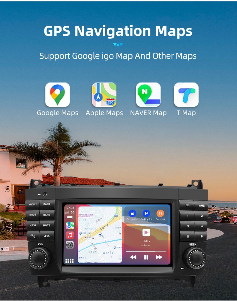 7inch Suitable for Mercedes-Benz Clc Clk Class W203 Car Central Control Large Screen Navigation Carplay